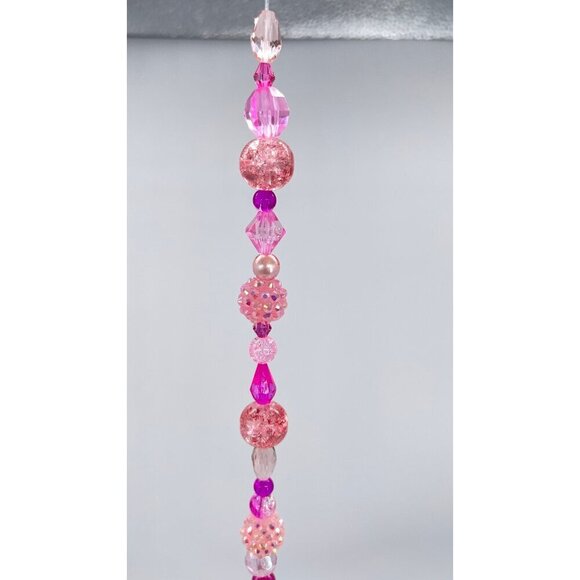 Beaded Suncatcher Pink Crystal Prism Hanging Patio Decor Yard Art Tree Jewelry - Picture 6 of 10